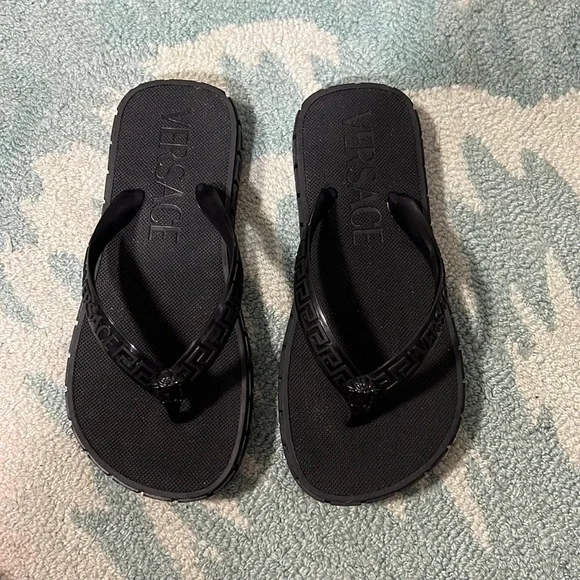 Versace Black Greca Sandals